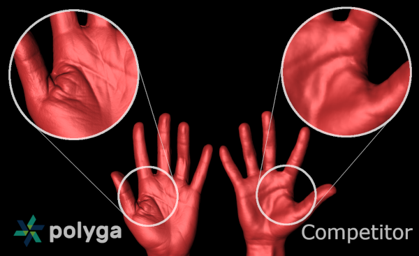 Polyga H3 3D handheld scan hand comparison competitor