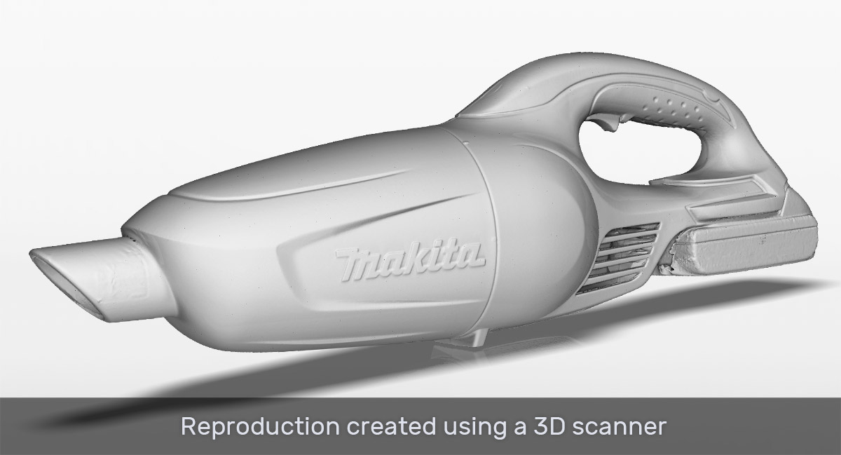 Real world 3D Scanning sample of handheld makita vacuum comparison after