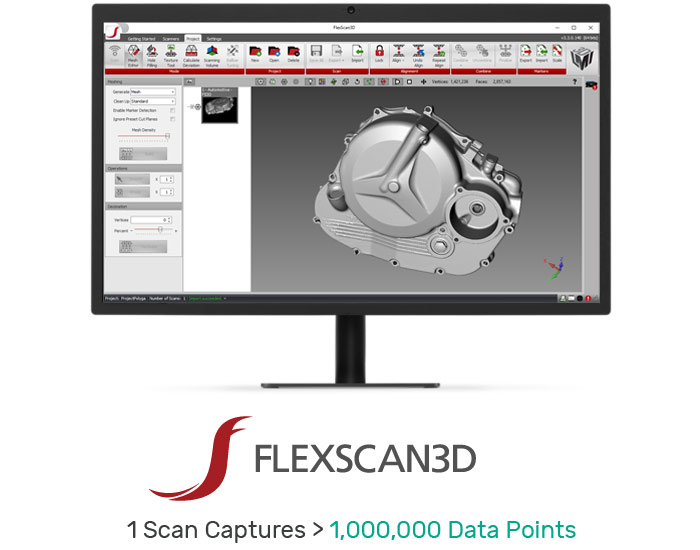 flexscan3d engine scanning illustration