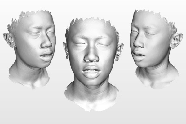 H3 3D scan sample of human face 3 angles