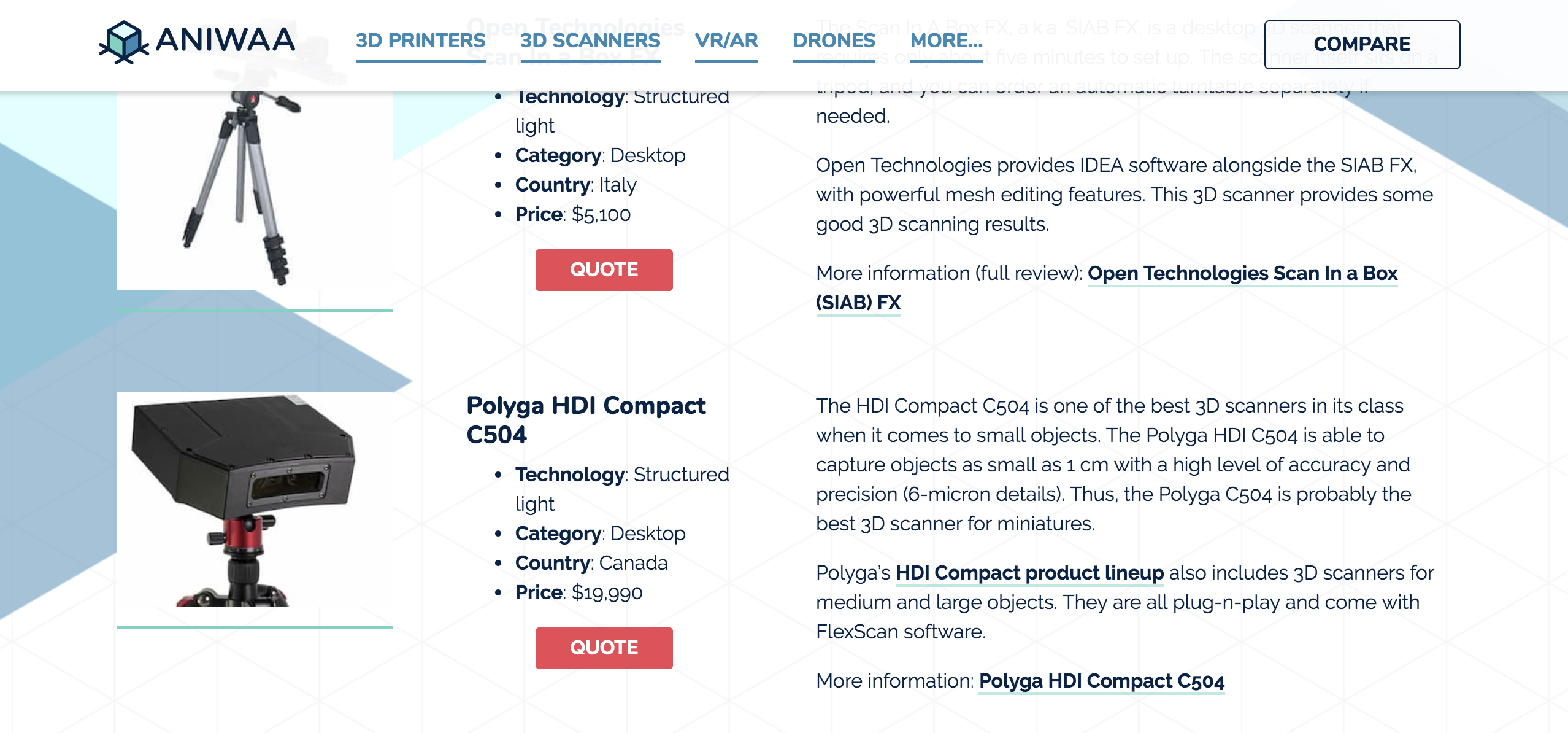 hdi compact c504 best 3D scanner on top 10