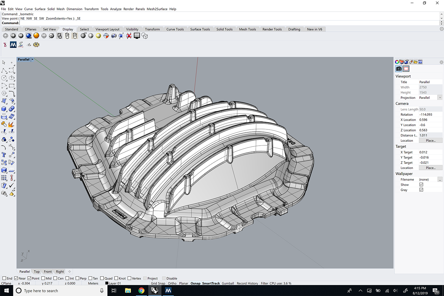 MeasureXL portable CMM used with Rhino CAD modeling software