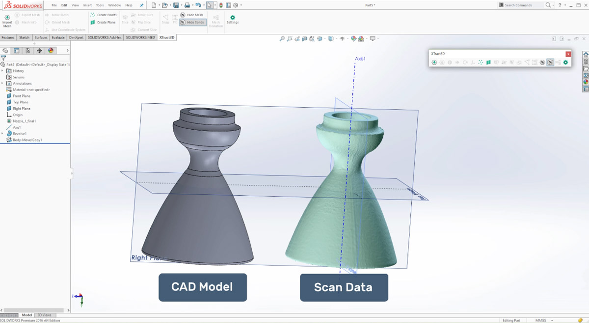 Scan and CAD model