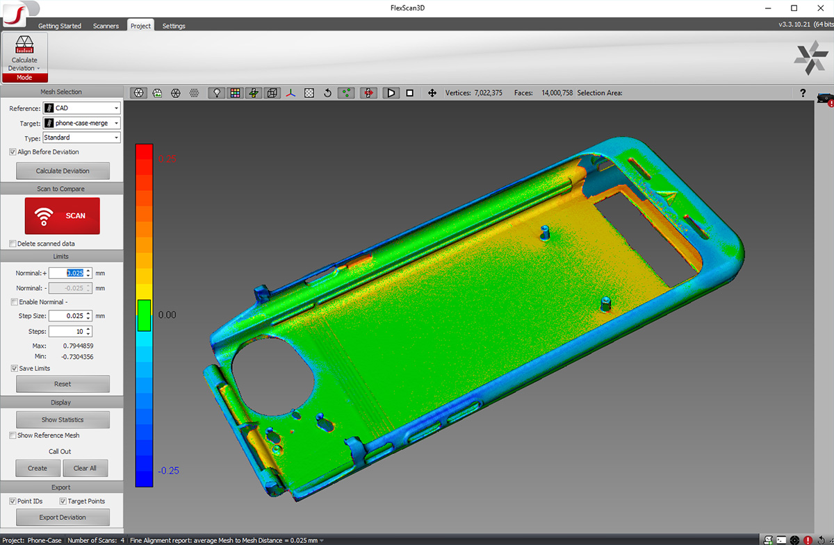 FlexScan3D deviation analysis feature