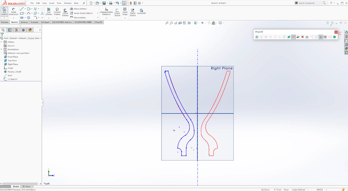 Sketch the right plane