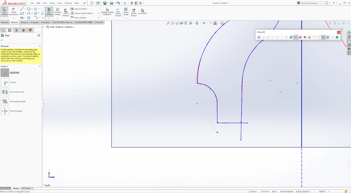 Trim the excess lines